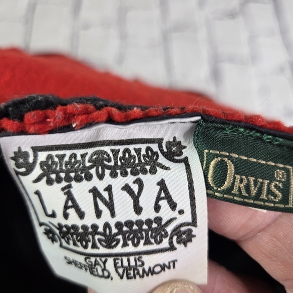 Vtg Lanya Vermont Orvis wool folk ethnic backpack purse rare htf main image 8
